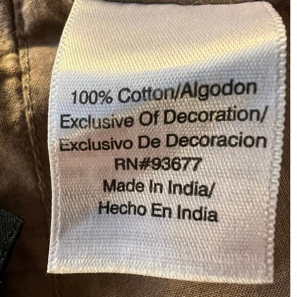 a.n.a Floral Embroidered Khaki Full Midi Cotton Skirt Size 12P - Picture 6 of 9